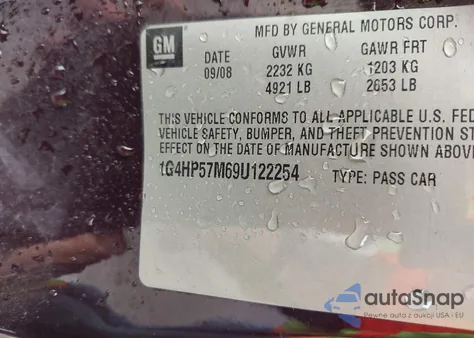 2009 Buick Lucerne Cx z USA, uszkodzony, nr VIN 1G4HP57M69U122254